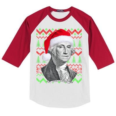 George Washington Ugly Christmas Sweater Kids Colorblock Raglan Jersey