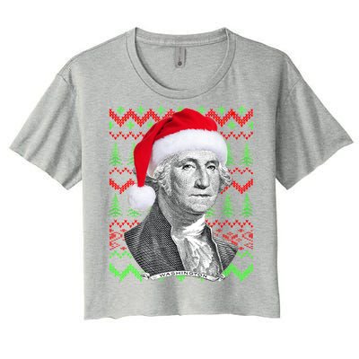 George Washington Ugly Christmas Sweater Women's Crop Top Tee