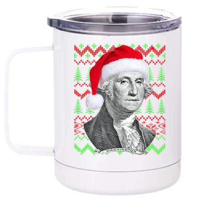 George Washington Ugly Christmas Sweater 12 oz Stainless Steel Tumbler Cup