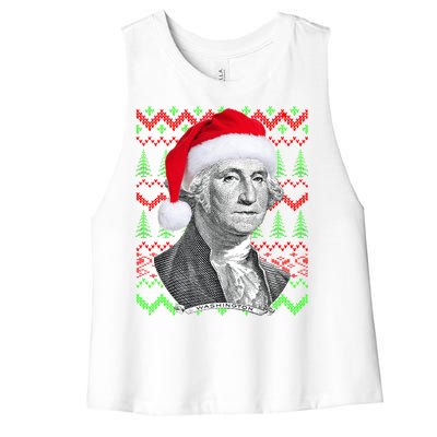 George Washington Ugly Christmas Sweater Women's Racerback Cropped Tank