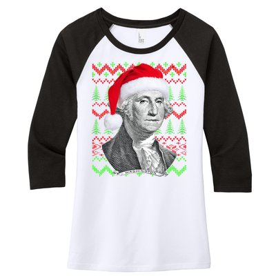 George Washington Ugly Christmas Sweater Women's Tri-Blend 3/4-Sleeve Raglan Shirt