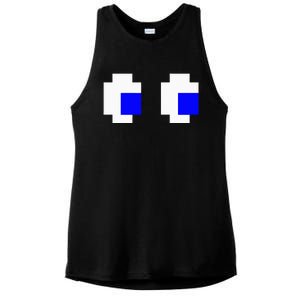 Ghost Eyes Pixel Arcade Video Game 8bit Matching Costume Ladies PosiCharge Tri-Blend Wicking Tank