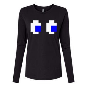 Ghost Eyes Pixel Arcade Video Game 8bit Matching Costume Womens Cotton Relaxed Long Sleeve T-Shirt