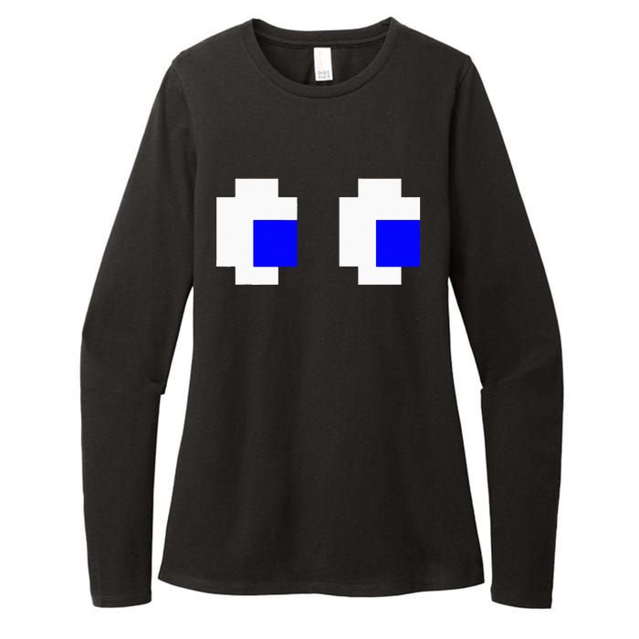 Ghost Eyes Pixel Arcade Video Game 8bit Matching Costume Womens CVC Long Sleeve Shirt