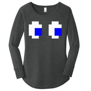 Ghost Eyes Pixel Arcade Video Game 8bit Matching Costume Women's Perfect Tri Tunic Long Sleeve Shirt