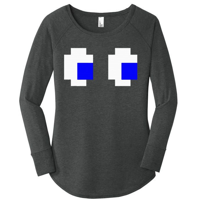 Ghost Eyes Pixel Arcade Video Game 8bit Matching Costume Women's Perfect Tri Tunic Long Sleeve Shirt