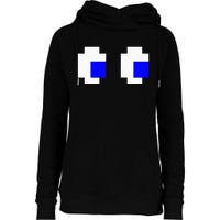 Ghost Eyes Pixel Arcade Video Game 8bit Matching Costume Womens Funnel Neck Pullover Hood