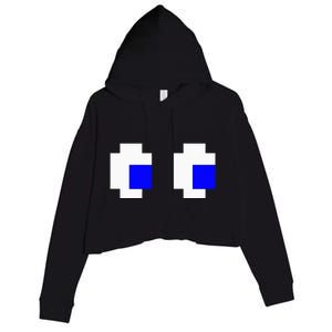 Ghost Eyes Pixel Arcade Video Game 8bit Matching Costume Crop Fleece Hoodie