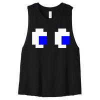 Ghost Eyes Pixel Arcade Video Game 8bit Matching Costume Women's Racerback Cropped Tank