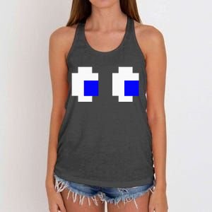 Ghost Eyes Pixel Arcade Video Game 8bit Matching Costume Women's Knotted Racerback Tank