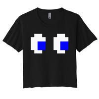 Ghost Eyes Pixel Arcade Video Game 8bit Matching Costume Women's Crop Top Tee