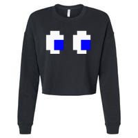 Ghost Eyes Pixel Arcade Video Game 8bit Matching Costume Cropped Pullover Crew