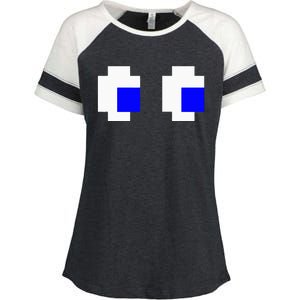 Ghost Eyes Pixel Arcade Video Game 8bit Matching Costume Enza Ladies Jersey Colorblock Tee