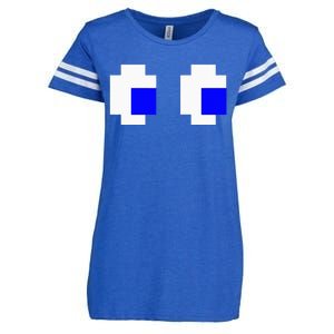 Ghost Eyes Pixel Arcade Video Game 8bit Matching Costume Enza Ladies Jersey Football T-Shirt