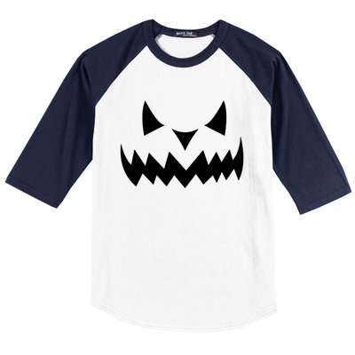 Grinning Evil Pumpkin Face Gift Baseball Sleeve Shirt