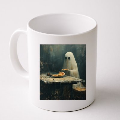 Ghost Eating Pizza Funny Halloween Humor Design Gift Coffee Mug