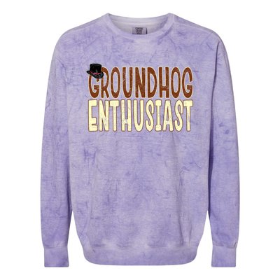 Groundhog Enthusiast Quote With Top Hat For Groundhog Love Cool Gift Colorblast Crewneck Sweatshirt