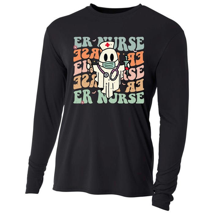 Groovy Emergency Room Nurse Funny Halloween Costume ER Nurse Cooling Performance Long Sleeve Crew