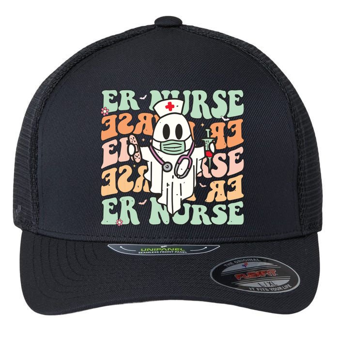 Groovy Emergency Room Nurse Funny Halloween Costume Er Nurse Flexfit Unipanel Trucker Cap