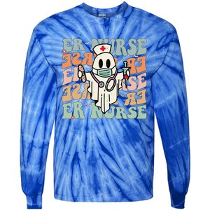 Groovy Emergency Room Nurse Funny Halloween Costume ER Nurse Tie-Dye Long Sleeve Shirt