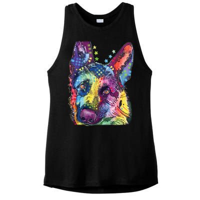 German Shepherd Dean Russo Ladies PosiCharge Tri-Blend Wicking Tank