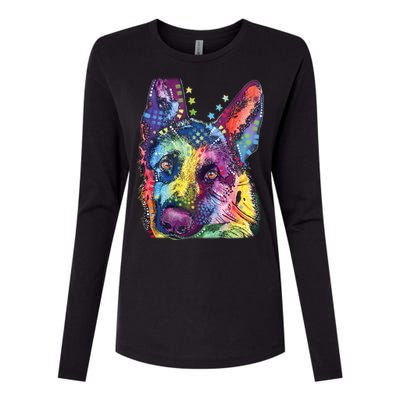 German Shepherd Dean Russo Womens Cotton Relaxed Long Sleeve T-Shirt