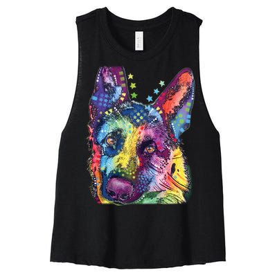 German Shepherd Dean Russo Women's Racerback Cropped Tank