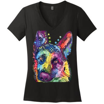 German Shepherd Dean Russo Women's V-Neck T-Shirt