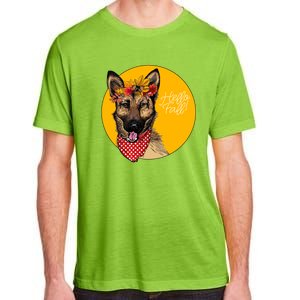 German Shepherd Dog Autumn Leaves Crown Hello Fall Adult ChromaSoft Performance T-Shirt