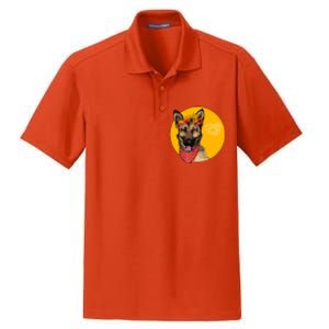 German Shepherd Dog Autumn Leaves Crown Hello Fall Dry Zone Grid Polo