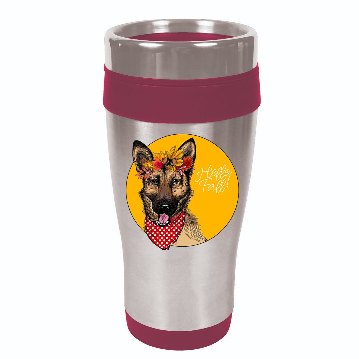 German Shepherd Dog Autumn Leaves Crown Hello Fall Ladies PosiCharge Tri-Blend Wicking Tank