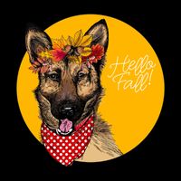 German Shepherd Dog Autumn Leaves Crown Hello Fall Impact Tech Backpack