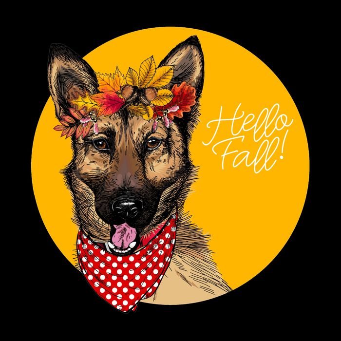 German Shepherd Dog Autumn Leaves Crown Hello Fall Impact Tech Backpack