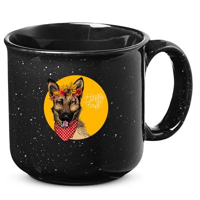 German Shepherd Dog Autumn Leaves Crown Hello Fall 15oz Campfire Ceramic Mug