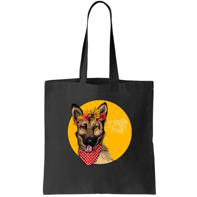 German Shepherd Dog Autumn Leaves Crown Hello Fall Bag