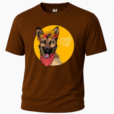 German Shepherd Dog Autumn Leaves Crown Hello Fall Performance Shirt