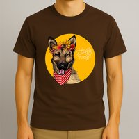 German Shepherd Dog Autumn Leaves Crown Hello Fall T-Shirt