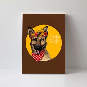 German Shepherd Dog Autumn Leaves Crown Hello Fall Canvas