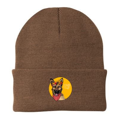 German Shepherd Dog Autumn Leaves Crown Hello Fall Beanie