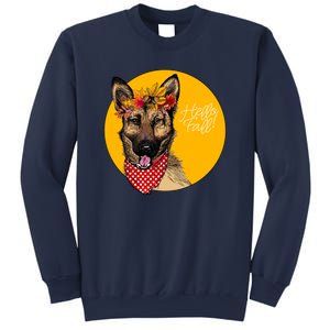 German Shepherd Dog Autumn Leaves Crown Hello Fall Sweatshirt