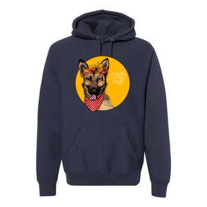 German Shepherd Dog Autumn Leaves Crown Hello Fall Premium Hoodie