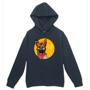 German Shepherd Dog Autumn Leaves Crown Hello Fall Urban Pullover Hoodie