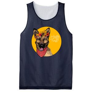 German Shepherd Dog Autumn Leaves Crown Hello Fall Mesh Reversible Basketball Jersey Tank