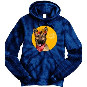 German Shepherd Dog Autumn Leaves Crown Hello Fall Tie Dye Hoodie