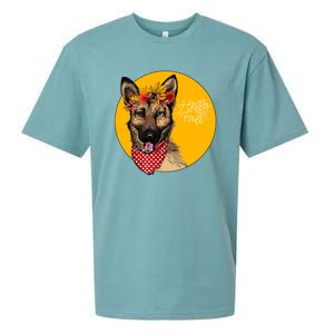 German Shepherd Dog Autumn Leaves Crown Hello Fall Sueded Cloud Jersey T-Shirt