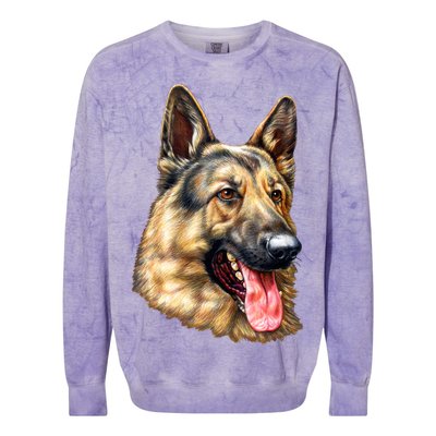 German Shepherd Face Colorblast Crewneck Sweatshirt