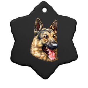 German Shepherd Face Ceramic Star Ornament