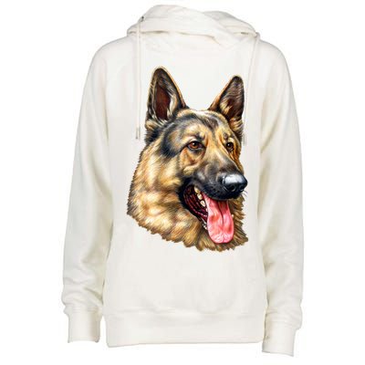 German Shepherd Face Womens Funnel Neck Pullover Hood