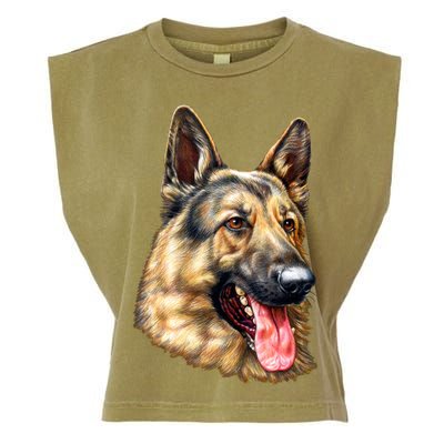 German Shepherd Face Garment-Dyed Women's Muscle Tee