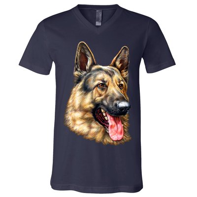 German Shepherd Face V-Neck T-Shirt